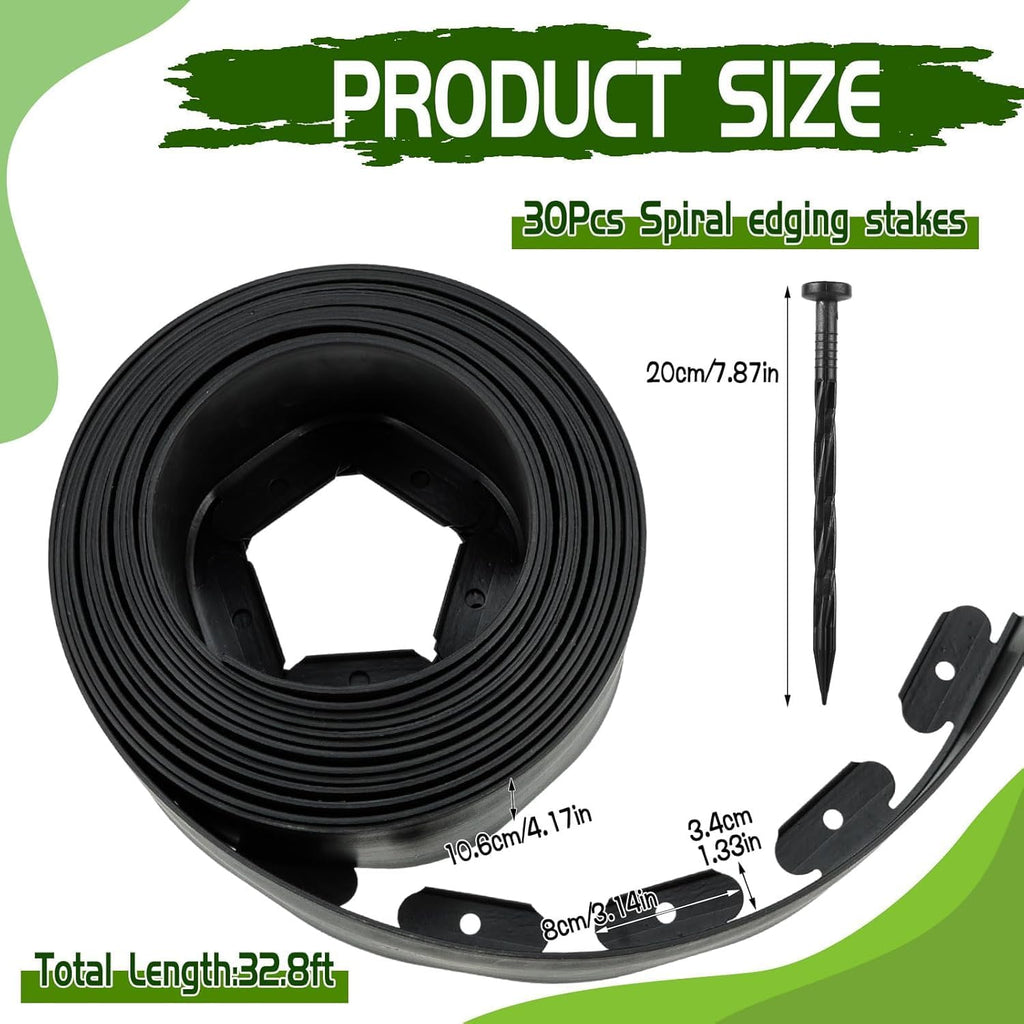 30 Ft Planting Grow Rings with 30 PCS Spikes Plant Rings for Outdoor Plants Planting Ring for Separate Rock and