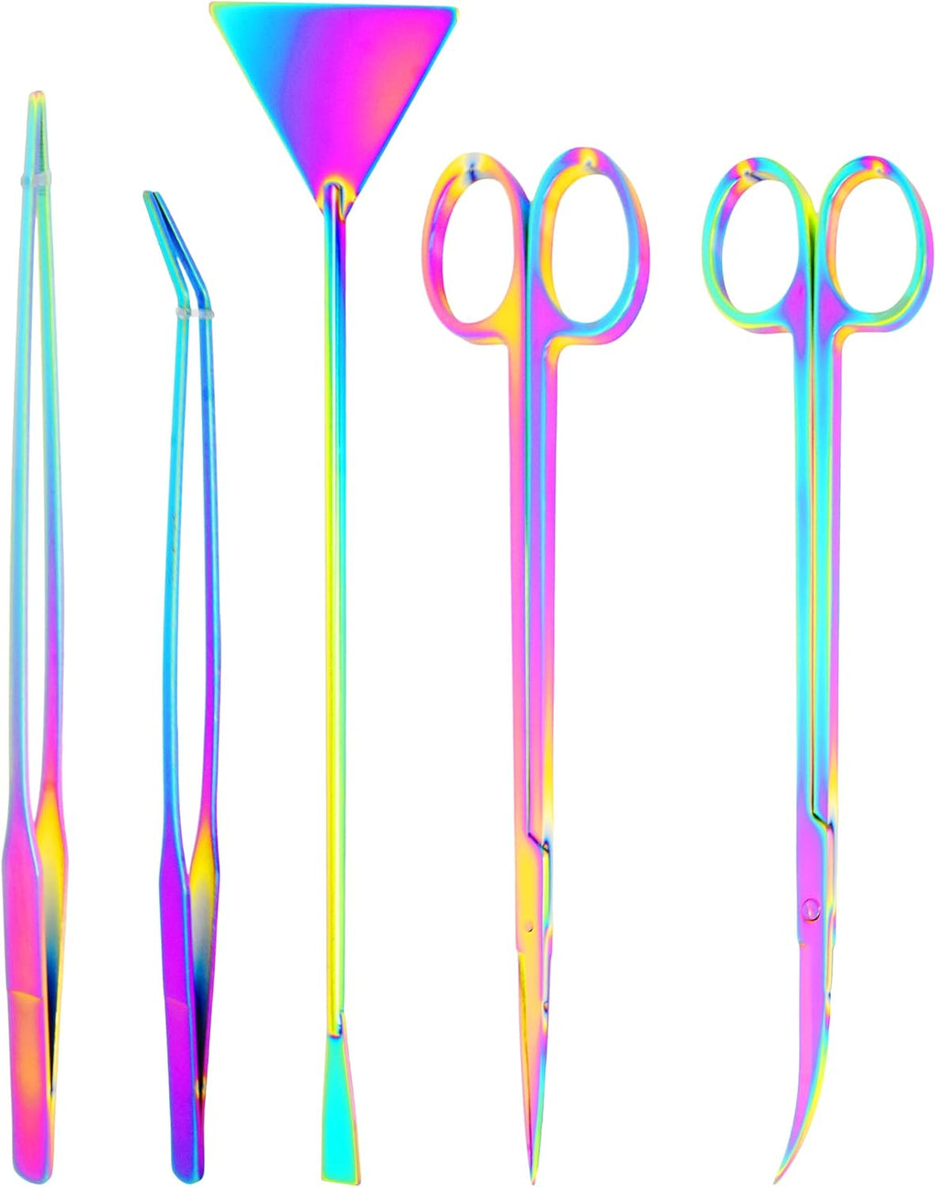 Mandala Crafts Rainbow 12 in Aquascaping Tool Kit for Aquarium Terrariums | Rust Resistant Stainless Steel Spatula