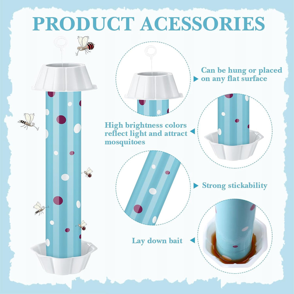 12 Pcs Sticky Fly Trap Fly Stick Indoor Outdoor Long Lasting Adhesive Fly Catcher with Hanging Hook for Wasps Gnats