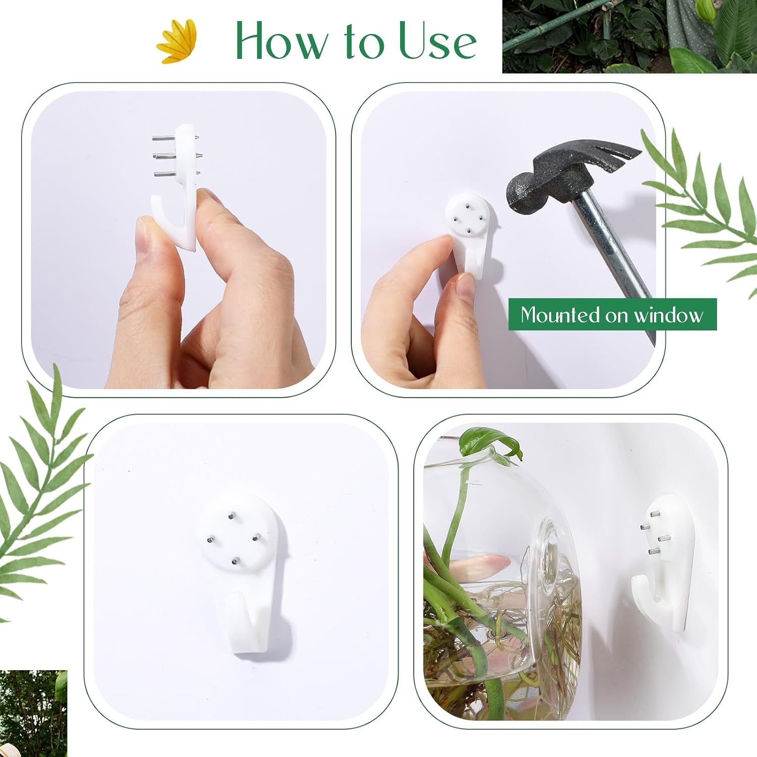6 Pcs Glass Wall Hanging Vase Indoor Propagation Planter with Hanging Suction Cup and Plastic Invisible Traceless