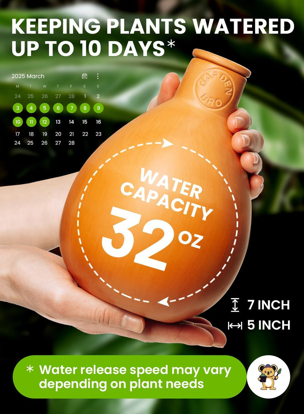 2pc Olla Pots For Garden Terracotta Watering Pots - 32oz XL Garden Olla Watering System For Raised Beds & Outdoor