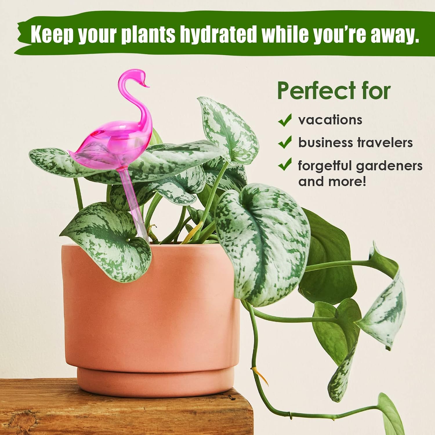 NiHome Spike Self-Watering Bulb 3PCS 10" Iridescent Pearl | Hand-Blown Glass Globe Pot Plant Waterer Home Indoor
