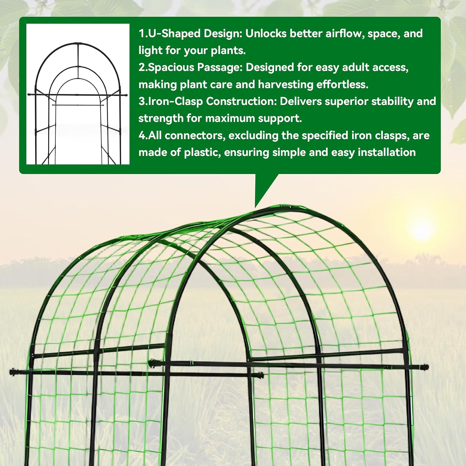 Garden Arch Trellis for Climbing Plants Outdoor - 83" H*71" W*43" L Large Rustproof Garden Trellis, Heavy Duty Grape
