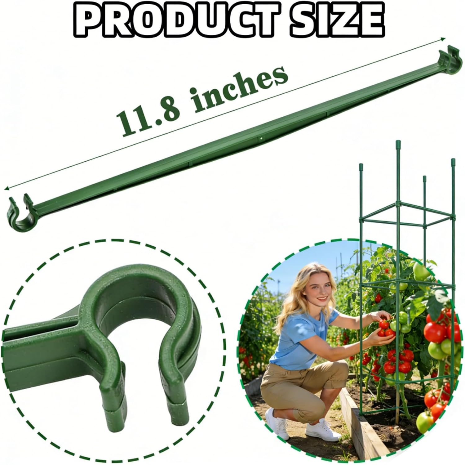 100Pcs Stake Arms for Tomato Cage, 11.8 inch Tomato Stake Connectors, Expandable Support Trellis Connectors for 11mm