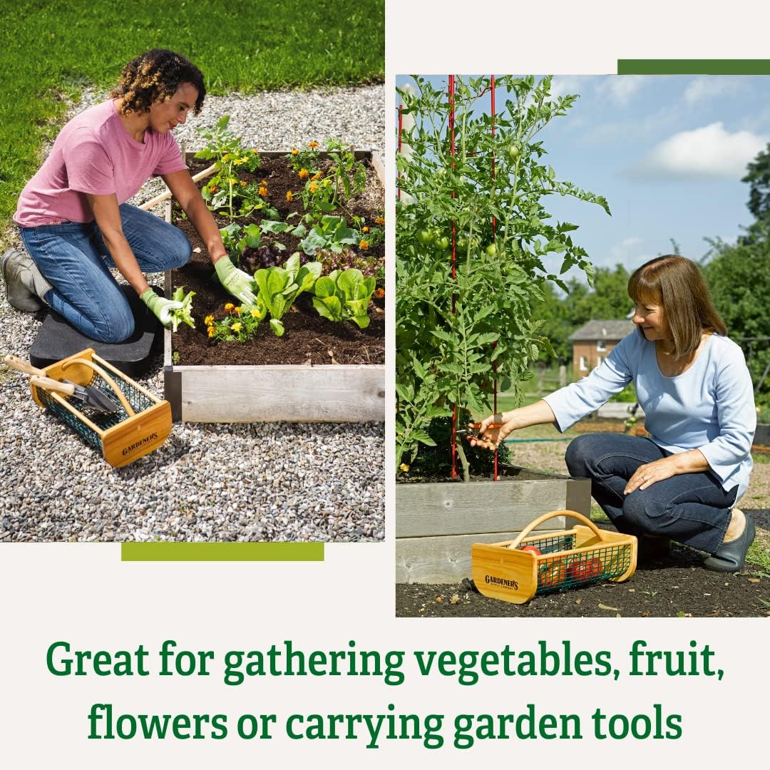 Gardener's Supply Company Garden Harvest Basket | Versatile Gardening & Vegetables Gathering Hod | Natural Smooth Pine