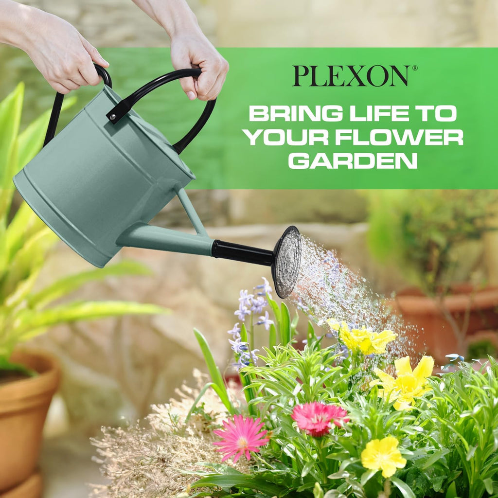 Plexon Metal Watering Can Outdoor 1 Gallon, Flower Plant Gardening Garden Large Watering Can Pot, Black Galvanized
