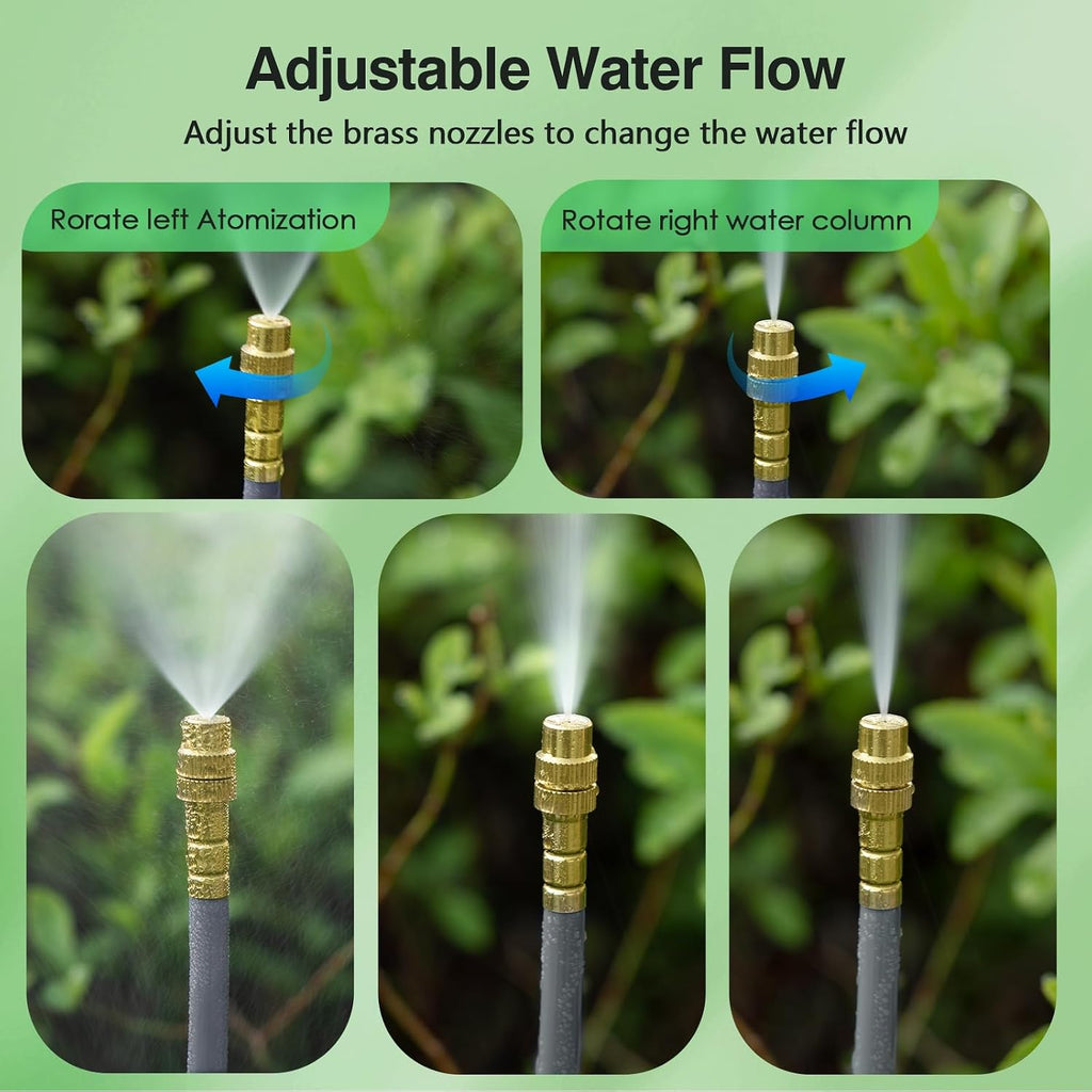 66 FT Drip Irrigation System - 360° Adjustable Garden Watering System | 40 Spray Nozzles, 2 Head, Garden Atomizing