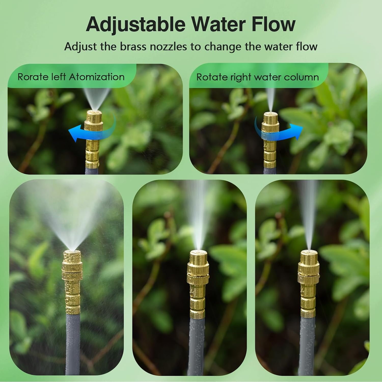 66 FT Drip Irrigation System - 360° Adjustable Garden Watering System | 40 Spray Nozzles, 2 Head, Garden Atomizing