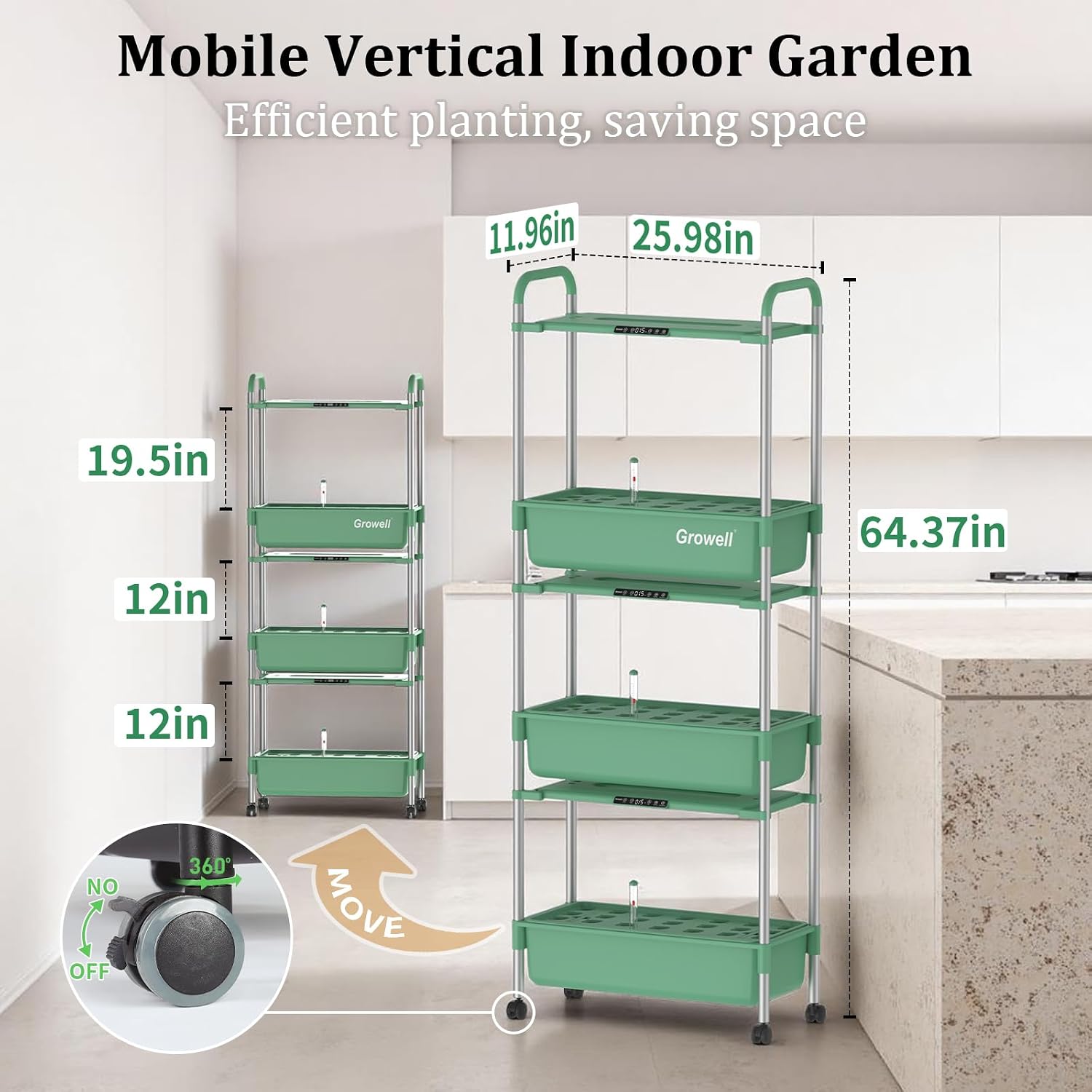 Growell Hydroponics Growing System Kit, 81 Pods Vertical Indoor Herb Garden with Smart LED Grow Light, Auto Circulating