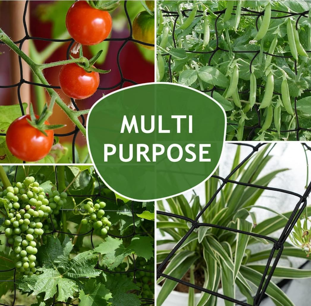 Grow Tent Trellis Netting 2x4 Ft, 6 Pack Heavy-Duty Elastic Plant Net | with Steel Hooks, Flexible Hydroponics Scrog