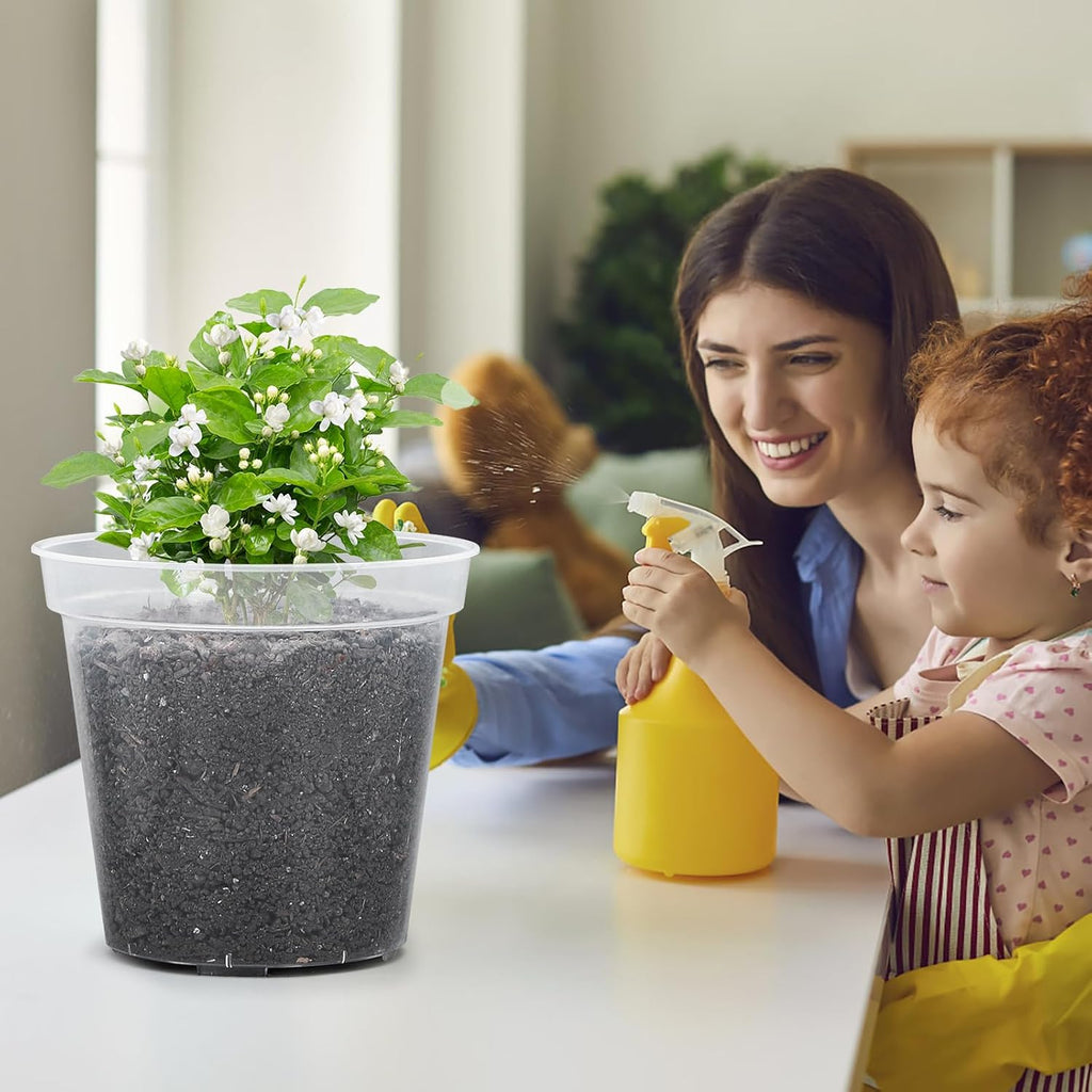 GREANER 4/5/6/7/8/9 Inch Reinforced Clear Nursery Pots, Transparent Variety Pack Plastic Nursery Pots, 30 Packs Seed