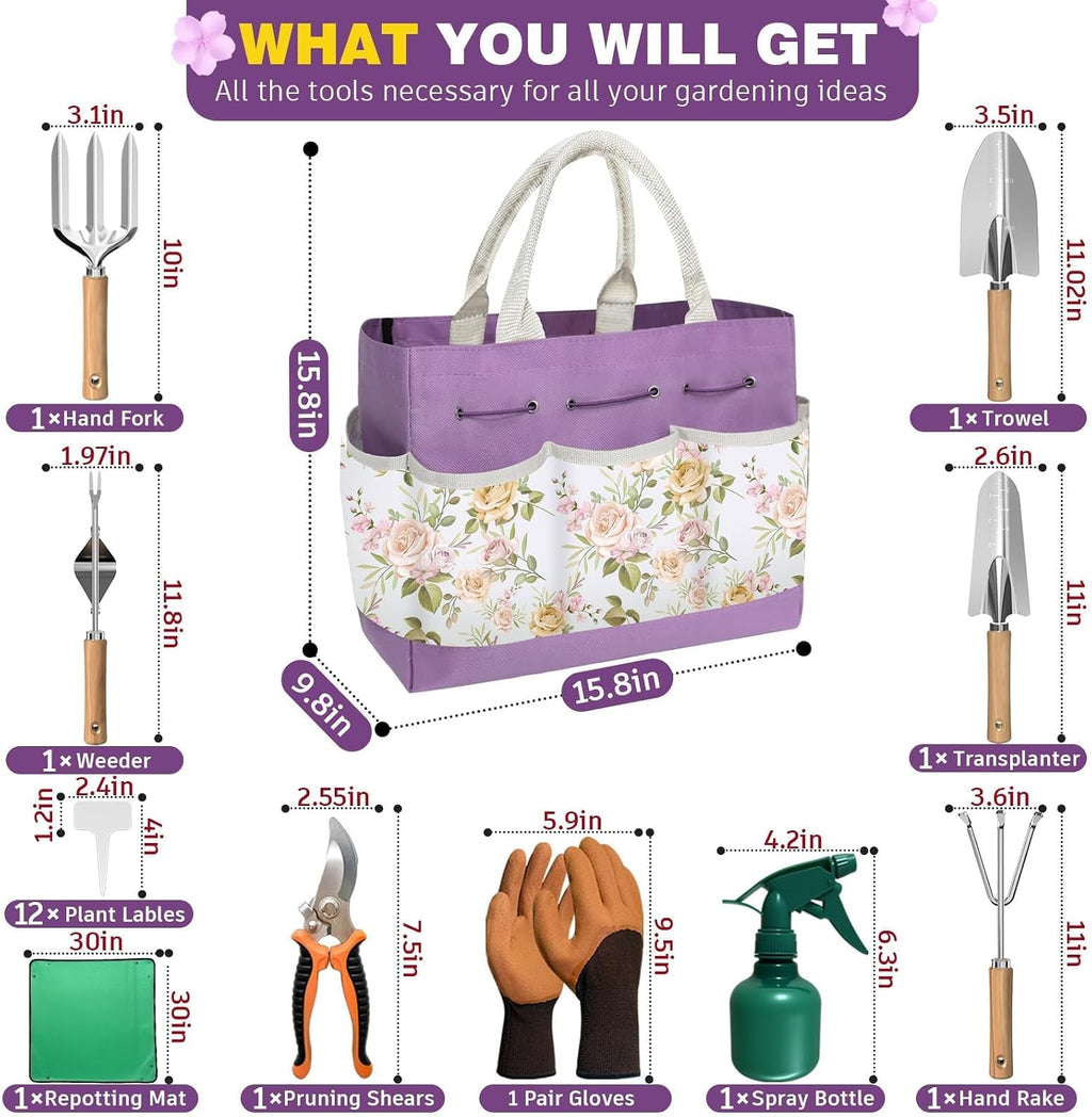 22Pcs Gardening Tools Set for Women Heavy Duty Garden Hand Tool Kit,Birthday Gifts for Mom Wife Grandma Beginner