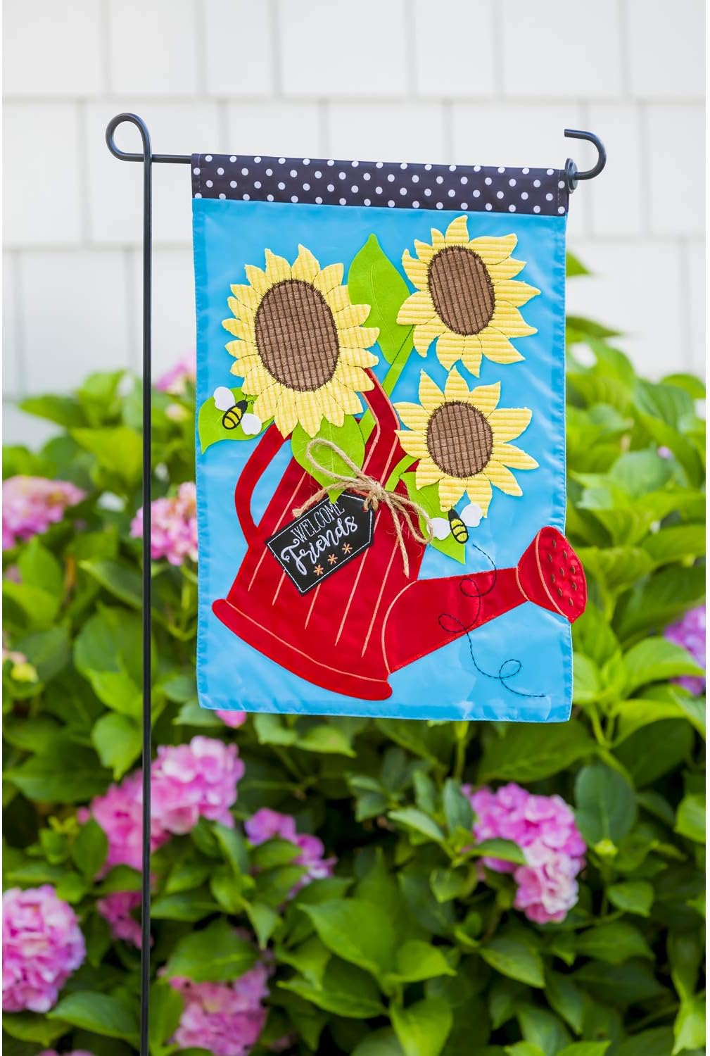 Evergreen Flag Black Iron Cemetery Garden Flag Stand - 15”W x 28”H