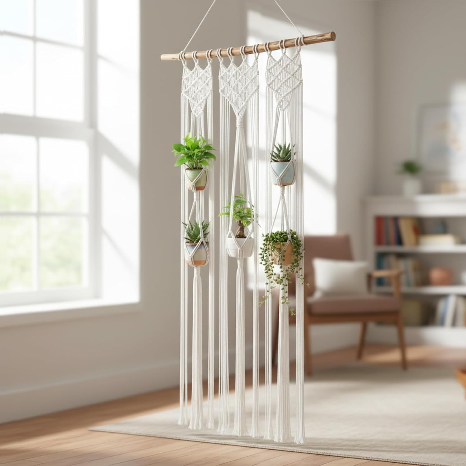 Thyle Macrame Plant Hanger Indoor Woven Boho Rope Decorative Flower Pot Hanging Holder Bohemian Plant Floating Shelve
