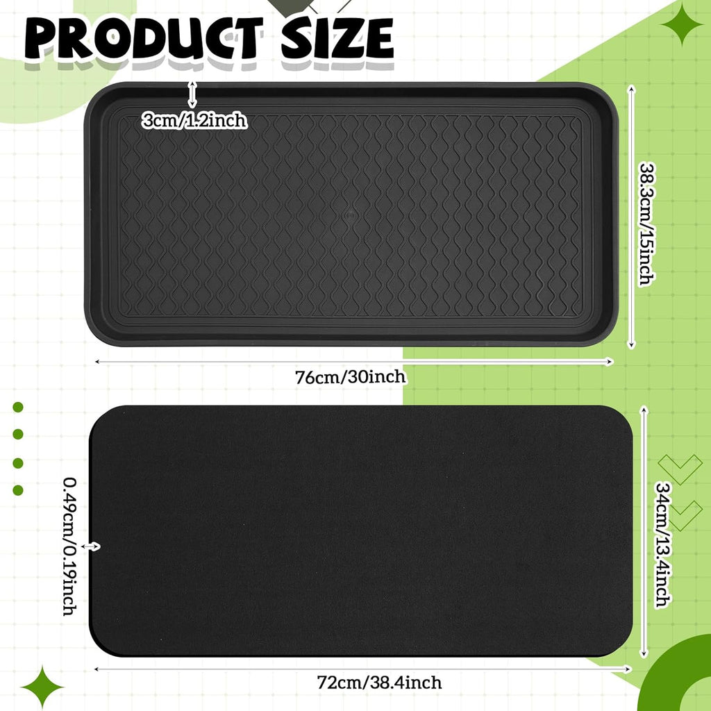Vesici 2 Set/4 Pcs Large Square Plant Saucer, Self-Watering Trays with Mat | 30 Inch Plant Saucer, 3mm Capillary Mat