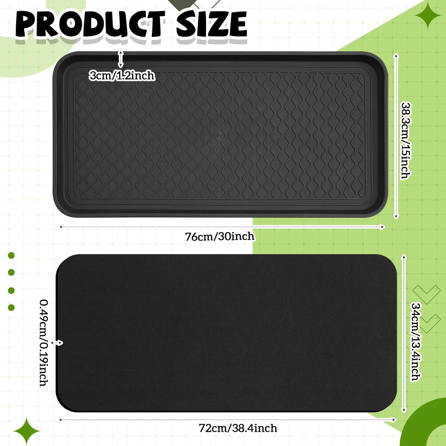 Vesici 2 Set/4 Pcs Large Square Plant Saucer, Self-Watering Trays with Mat | 30 Inch Plant Saucer, 3mm Capillary Mat