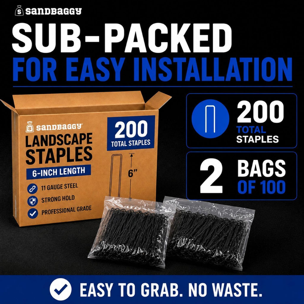 Sandbaggy 200-Pack 6 inch Landscape Staples - Great for Securing Landscape Fabric, Ground Cover or Drip Irrigation