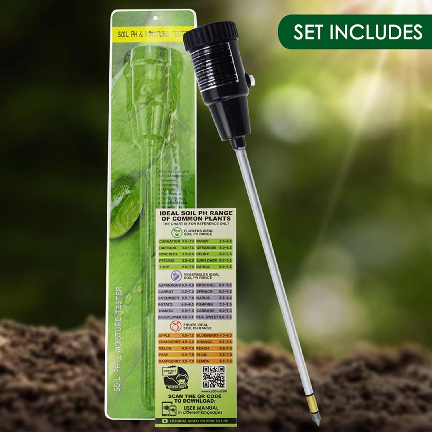 Soil PH Meter, Soil Moisture Sensor Meter, Soil PH Tester Gardening Tool Kits for Plant, Tree, Soil Tester for Moisture