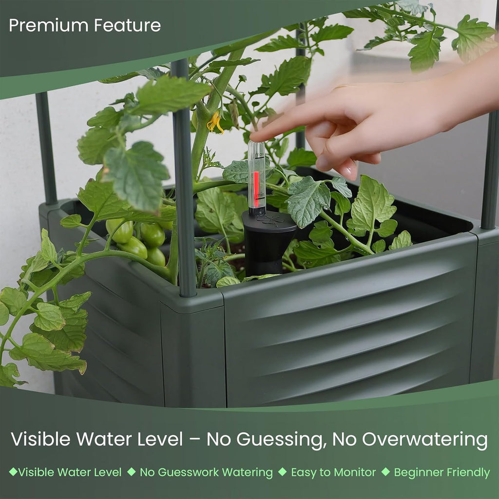 Tomato Planter Pot Tomato Box Raised Garden Bed 56.5" Tall Self-Watering and Water Indicator Planter for Tomato Outdoor