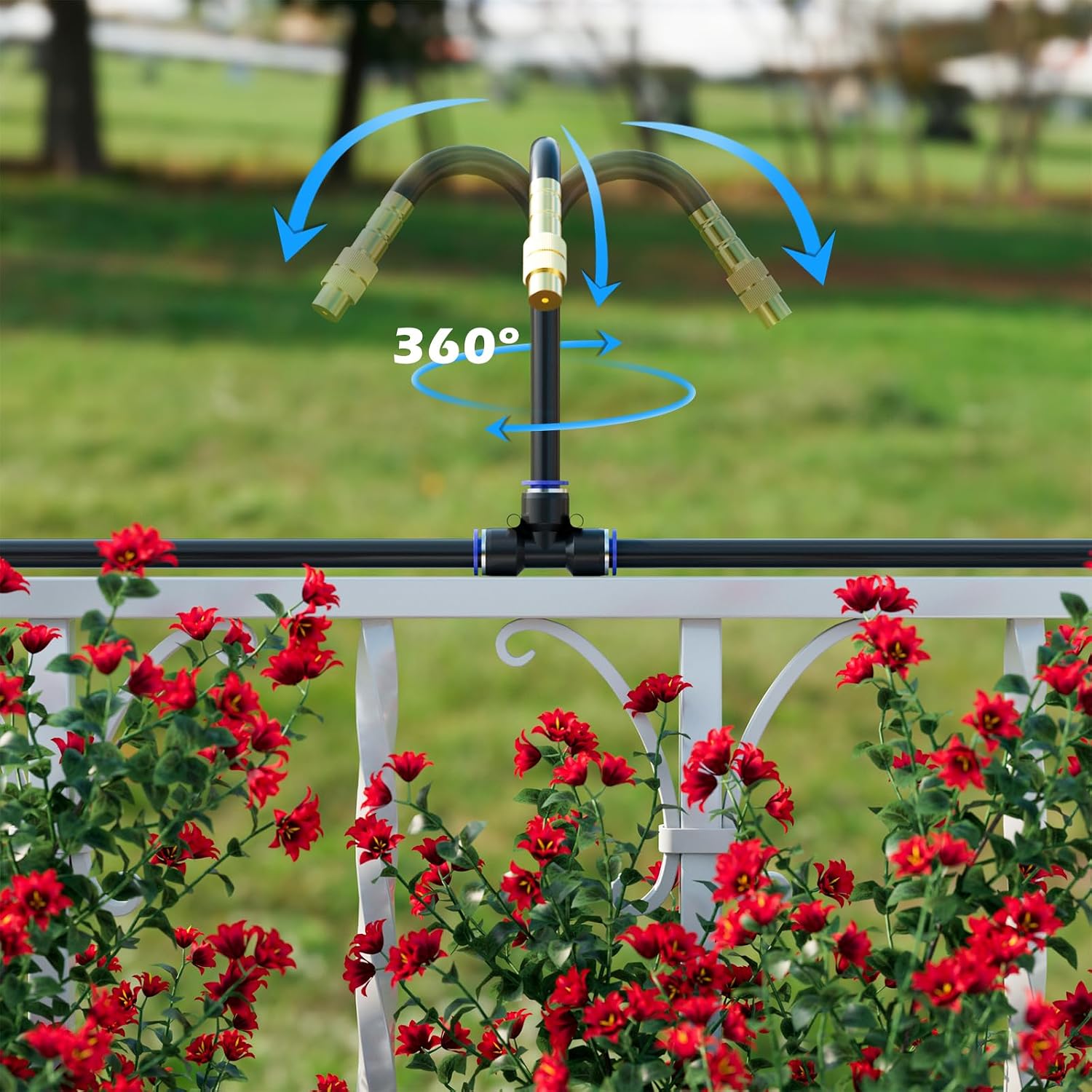 Drip Irrigation System 100 FT with 32 Nozzles, 360° Adjustable Bendable Garden Watering Misting System for Greenhouse