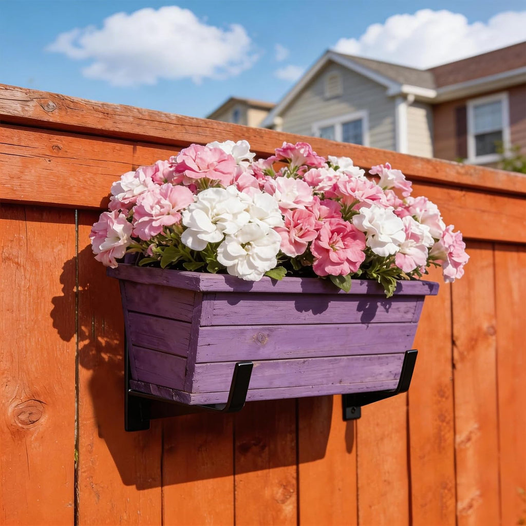 Window Box Brackets, 6 inch Flower Planter Box Brackets, Heavy Duty Metal Flower Box Wall Mounting Hooks for Railings