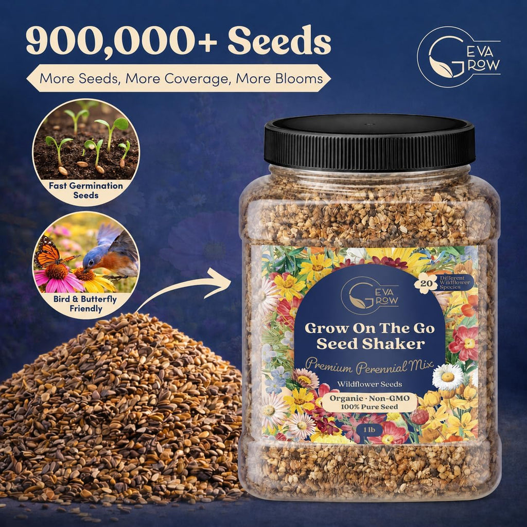 Bulk Wildflower Seed Shaker – Perennial Flower Seeds Mix to Plant Anywhere, by Geva Grow | 20 - Different Type