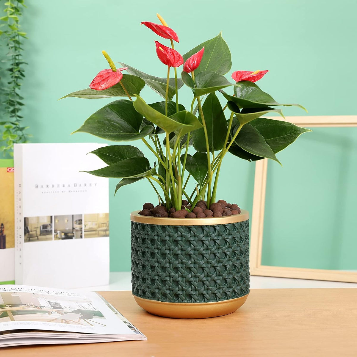 6&4.4 Inch Cement Planter Decorative Pots with Drainage Hole for All House Plants, Succulents, Flowers, and Cactus