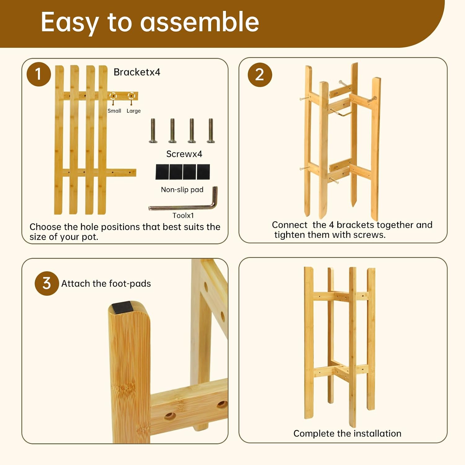 35.4” 2 Tier Bamboo Adjustable Tall Plant Stand Indoor Fits 5-12 Inch Pots | Heavy Duty ,Space-Saving ,Sturdy Corner