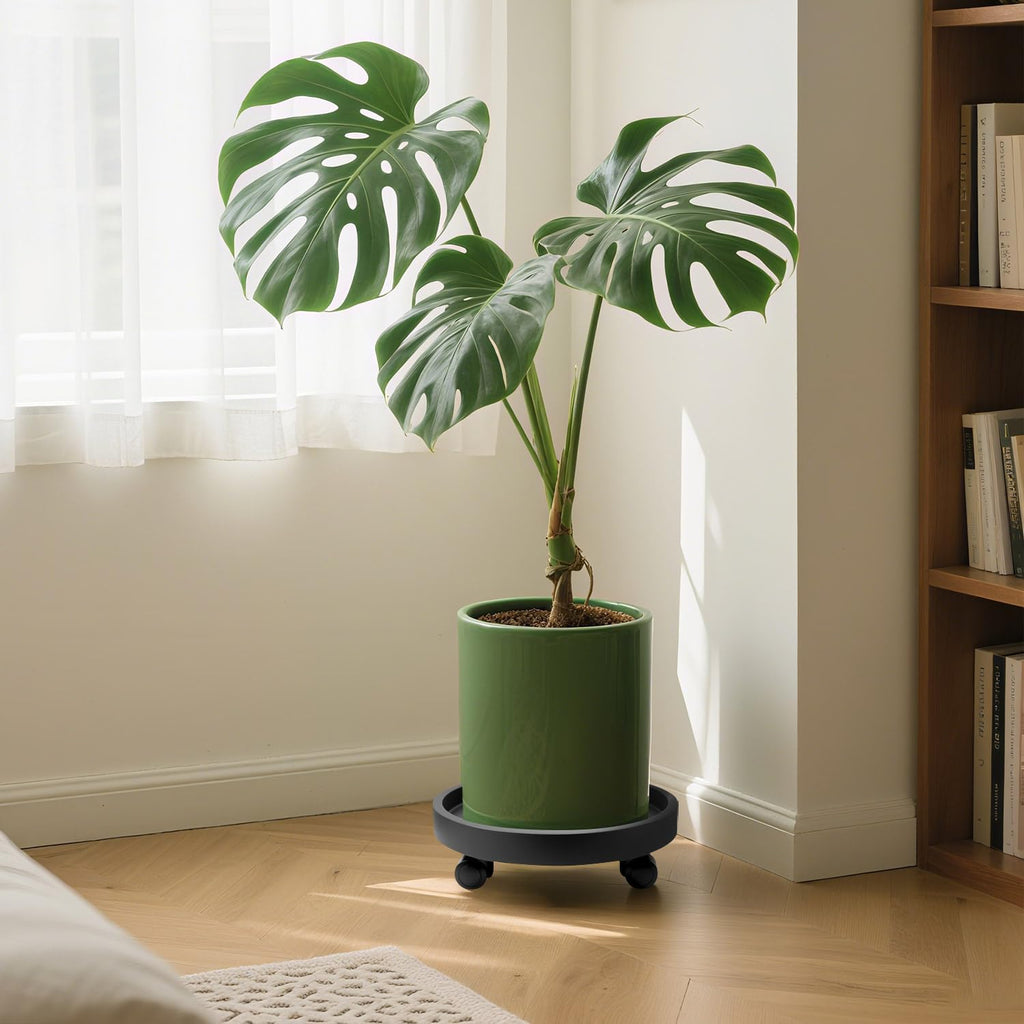 2Pack 12.4'' Plant Caddy with Wheels, Plant Stand Dolly for Heavy Planter,Wheeled Planter Saucer Tray,Rolling plant
