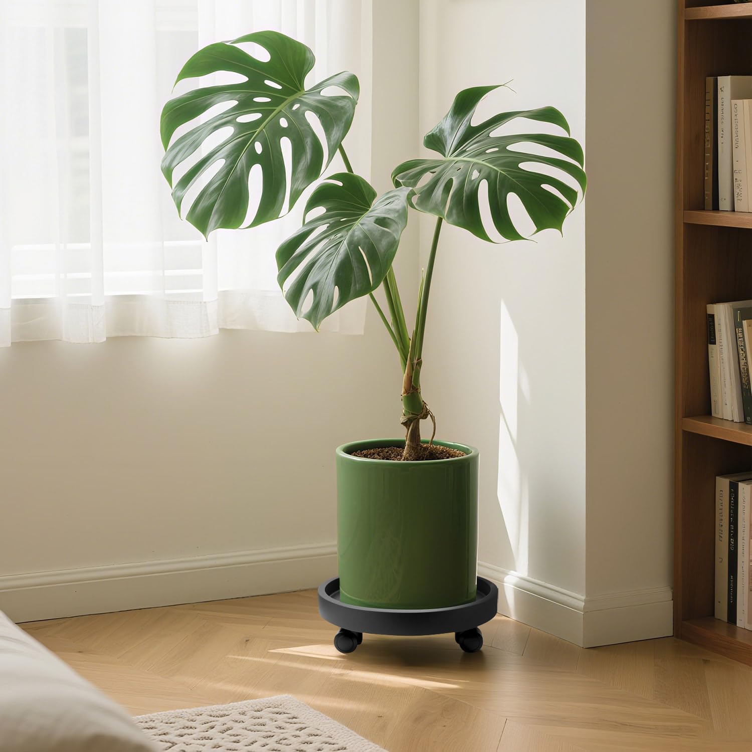 2Pack 12.4'' Plant Caddy with Wheels, Plant Stand Dolly for Heavy Planter,Wheeled Planter Saucer Tray,Rolling plant
