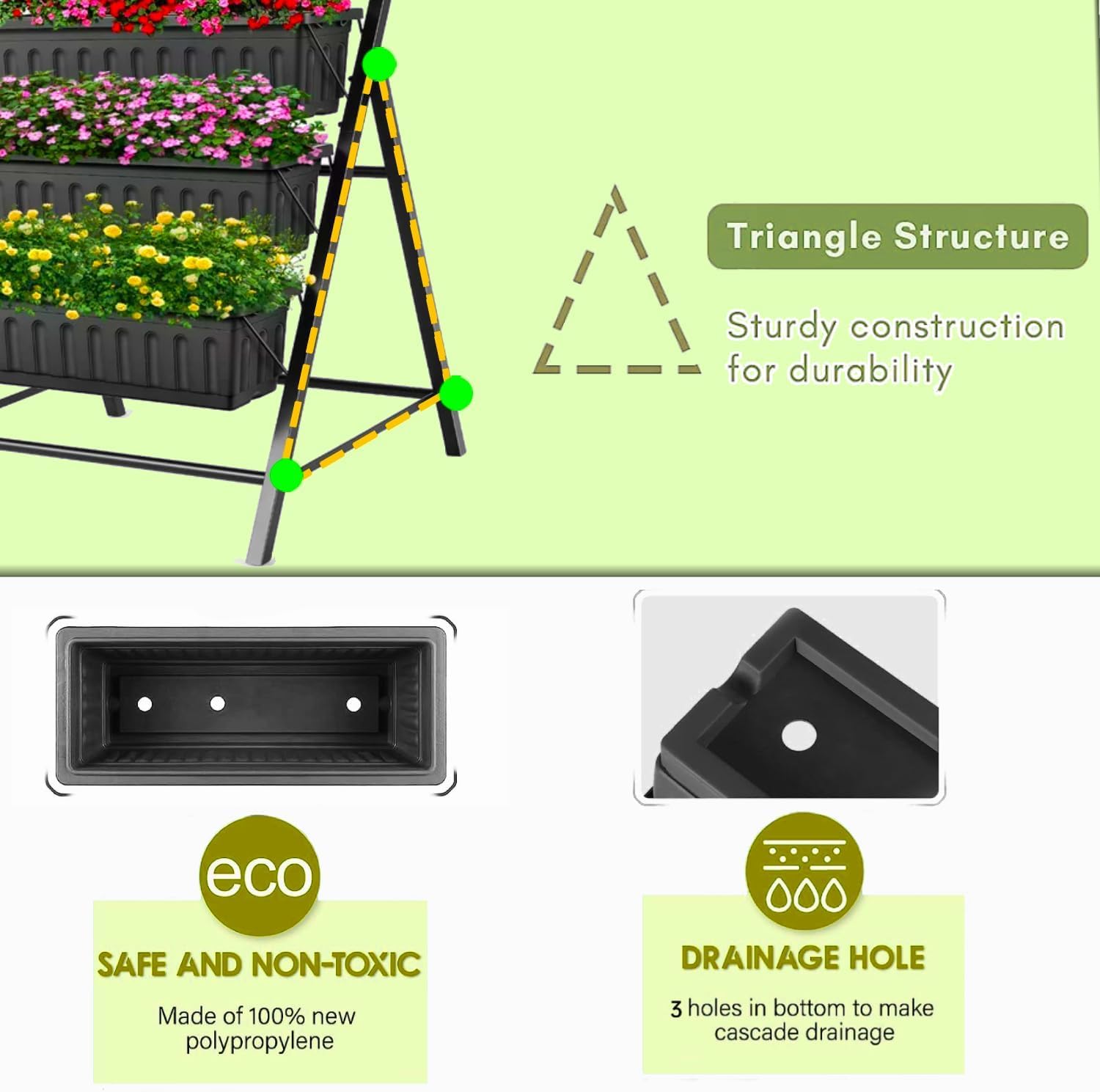 4FT Vertical Raised Garden Bed, 5 Tiers Elevated Planter Box, Black | Elevated Garden Bed Perfect for Patio Balcony