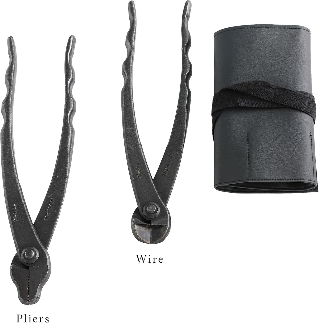 Wazakura Made in Japan 6PCS Bonsai Professional Tool Kit with Roll Bag: Yasugi Steel Twig Scissor, Concave Branch