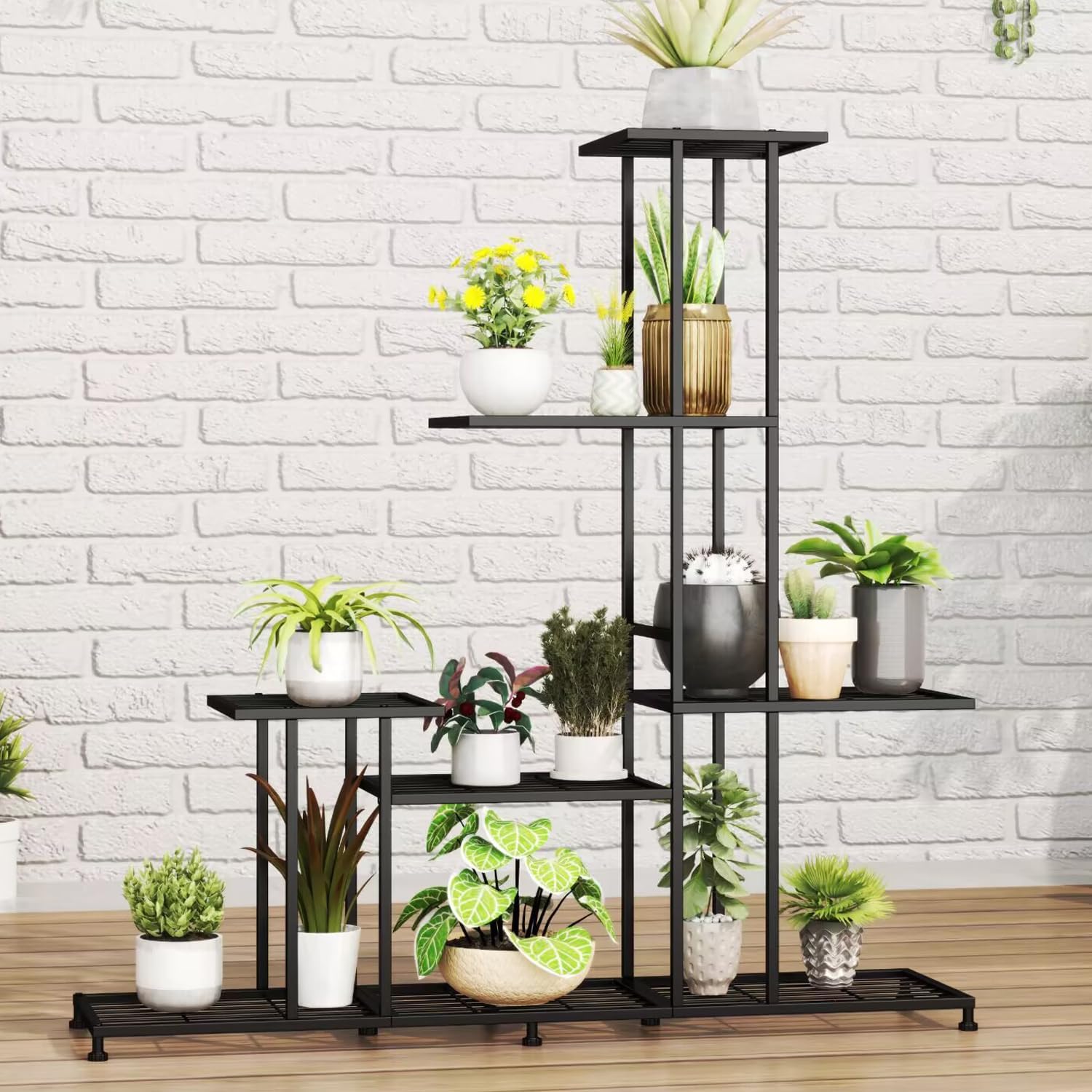Twhep Heavy Duty Metal Plant Stand, 5 Tiers Multifunctional Plant Stand for Indoor Outdoor, for Tall Large Rack for