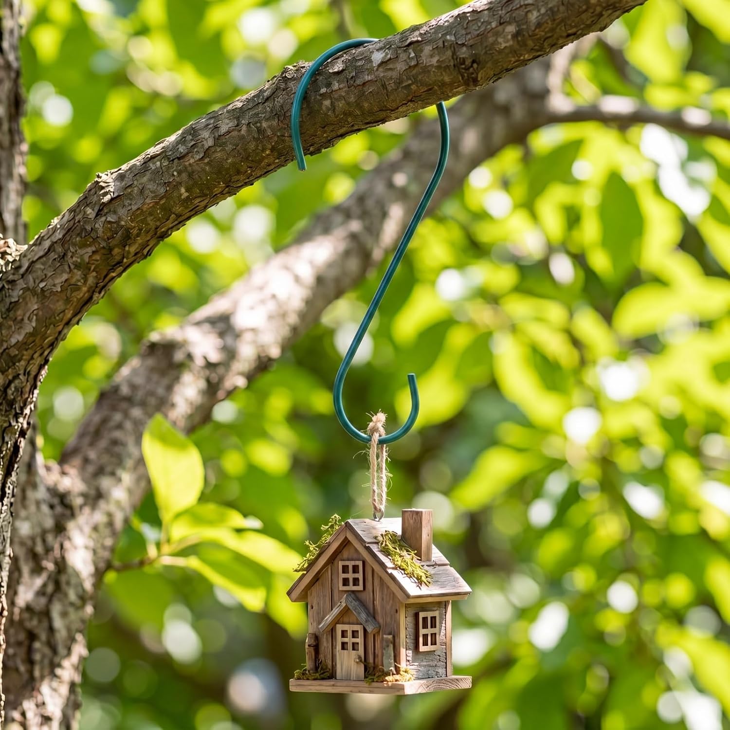 24 Pack 12 Inch Large S Hooks for Hanging Plants, Heavy Duty Green Metal Hangers for Pergola Garage Organization Bird