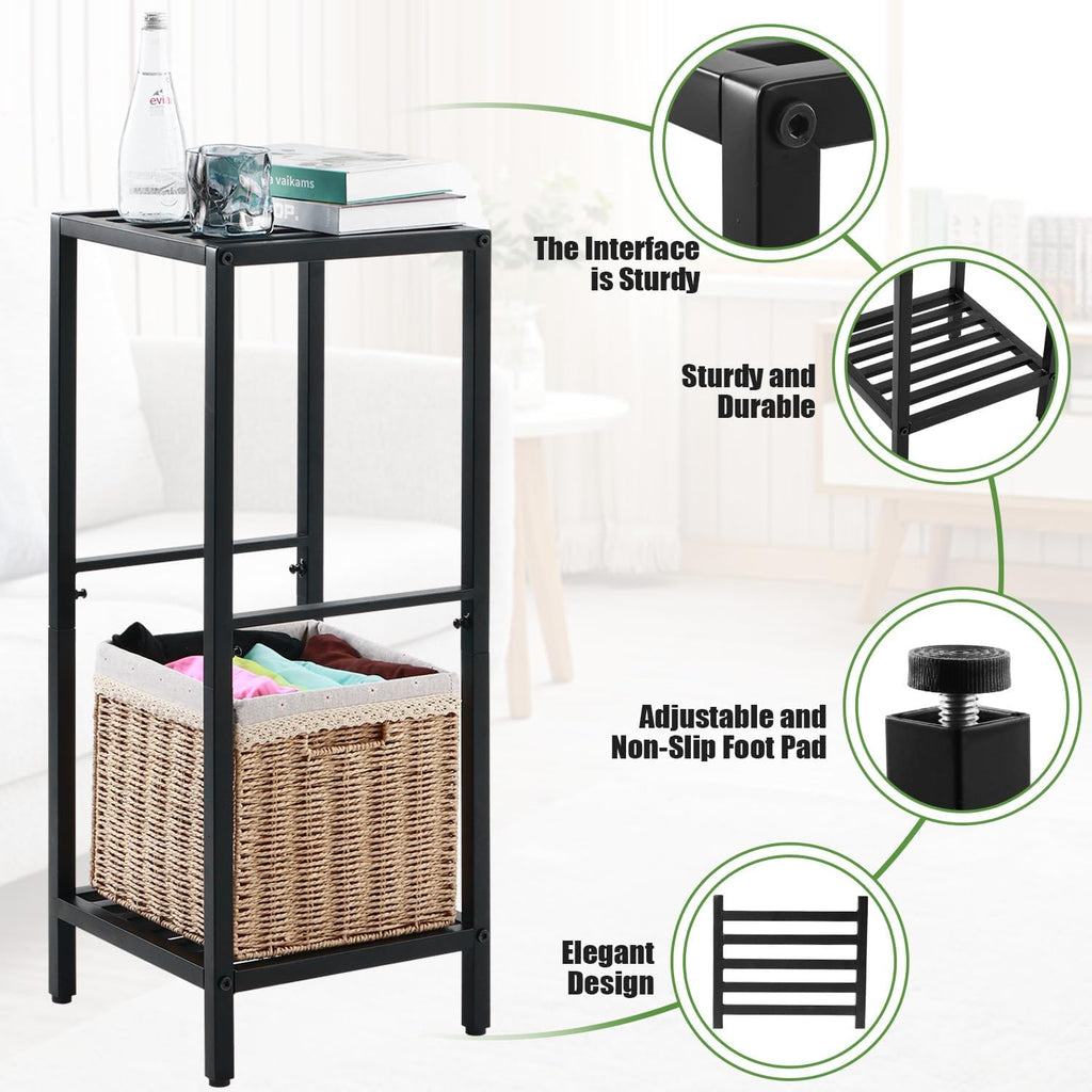 Party Zealot 2-Tier Tall Metal Square Plant Stand 31” Heavy-Duty Modern Flower Pot Rack for Indoor Living Room, Corner