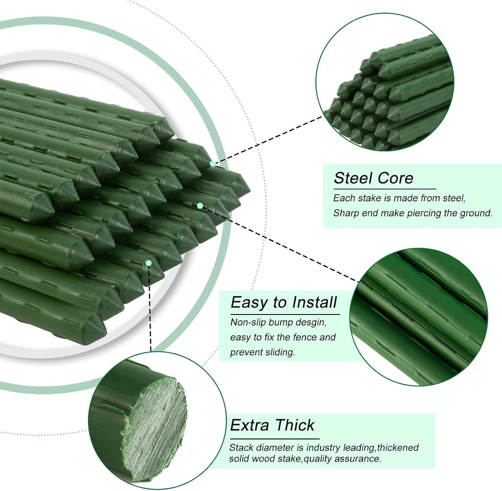 Safety Fence Plastic Mesh Fencing Roll,1 Roll with 25 Steel Stakes | Temporary Reusable Netting for Pool Fence, Garden