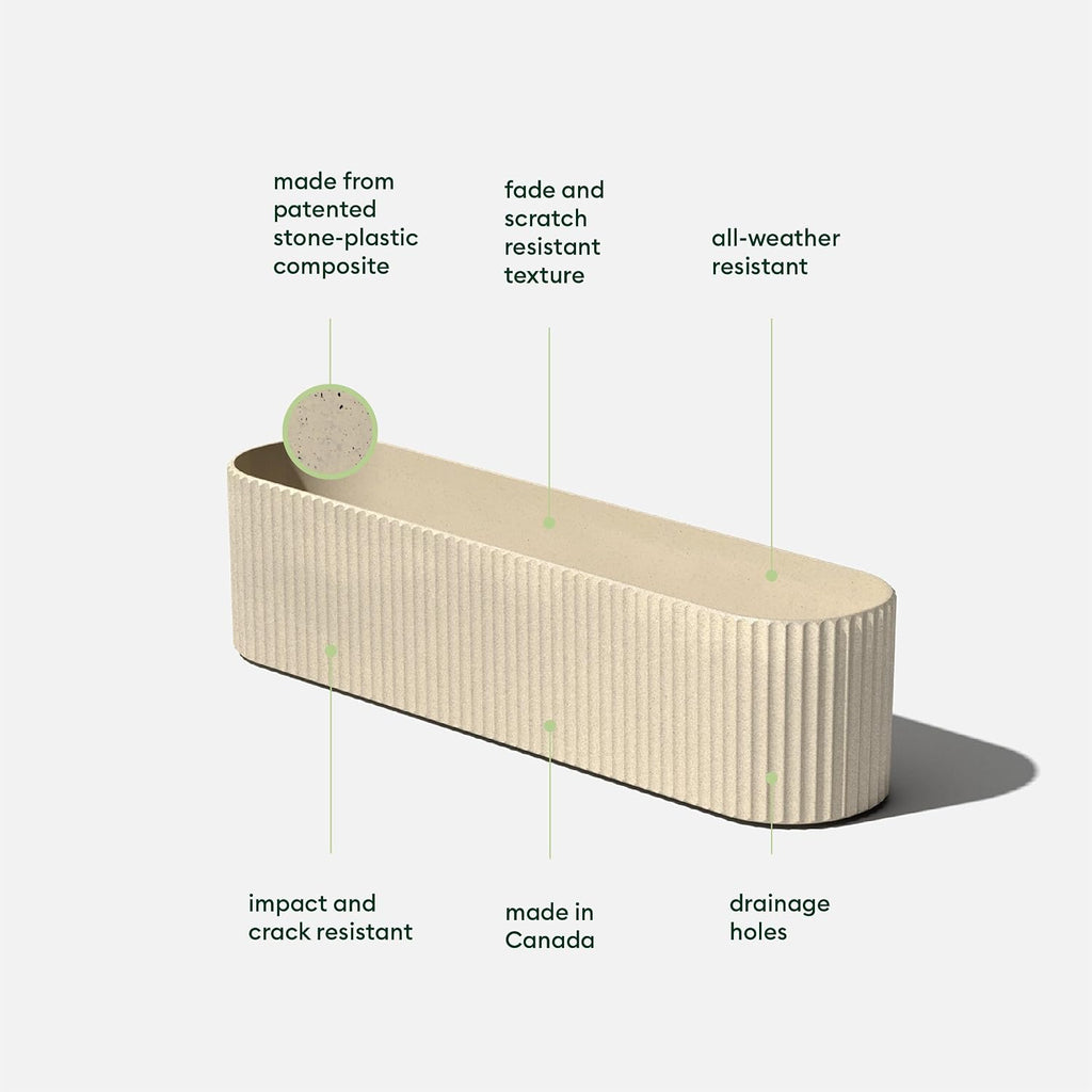 Veradek Demi Series Window Box Planter - Round Outdoor Planter | Made From a Durable Plastic-Stone Composite With