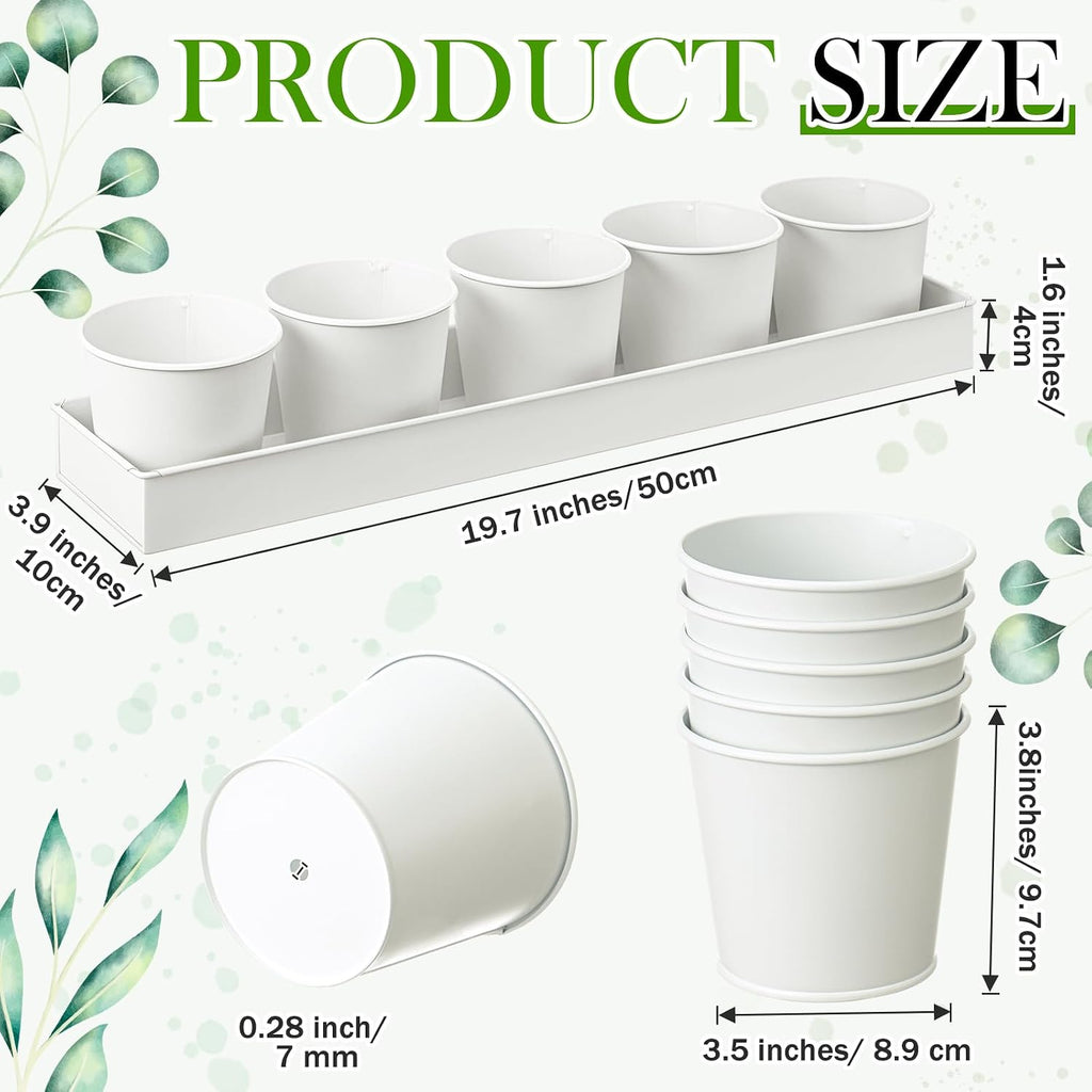 FoldTier 2 Sets Indoor Herb Garden Planter Kit with 10 Metal Pots, White | Metal Pots with Drainage Holes, Plant Labels