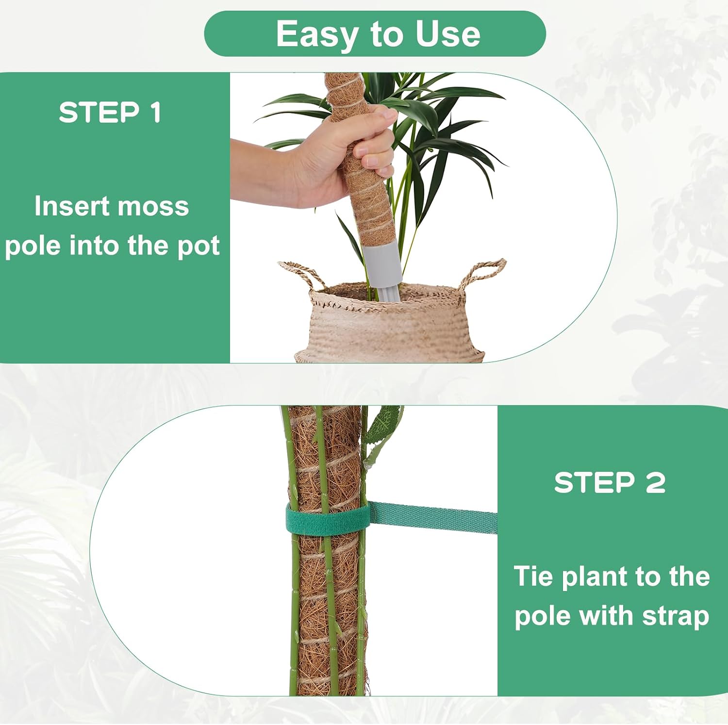 3 Pack Moss Pole, 50 Inch Monstera Plant Support, Tall Moss Poles for Climbing Plants Indoor DIY, Coco Coir Plant Pole