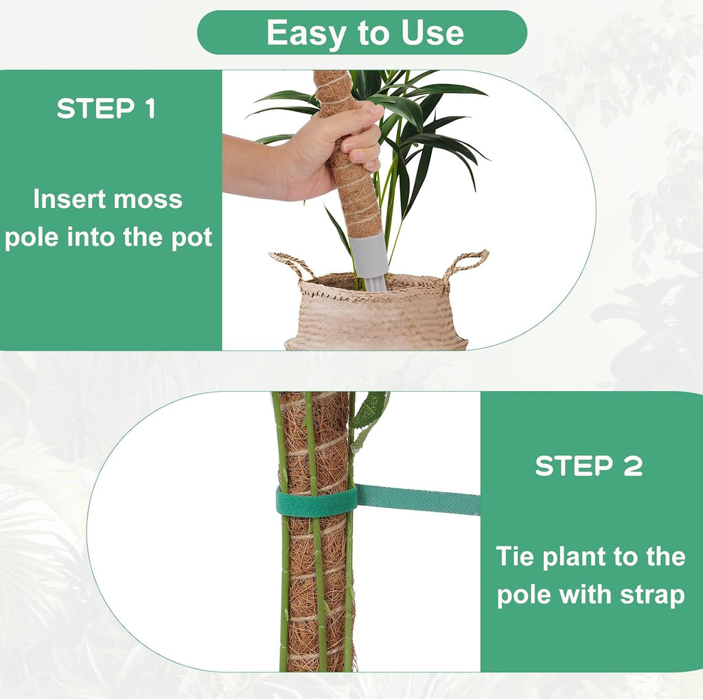 2 Pack Moss Pole, 40 Inch Monstera Plant Support, Moss Poles for Climbing Plants Indoor DIY, Coco Coir Plant Pole Moss