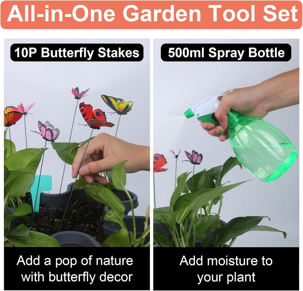 DUNCHATY Stackable Planter, Vertical Strawberry Planter with Garen Tool Set, Self Watering Garden Planter