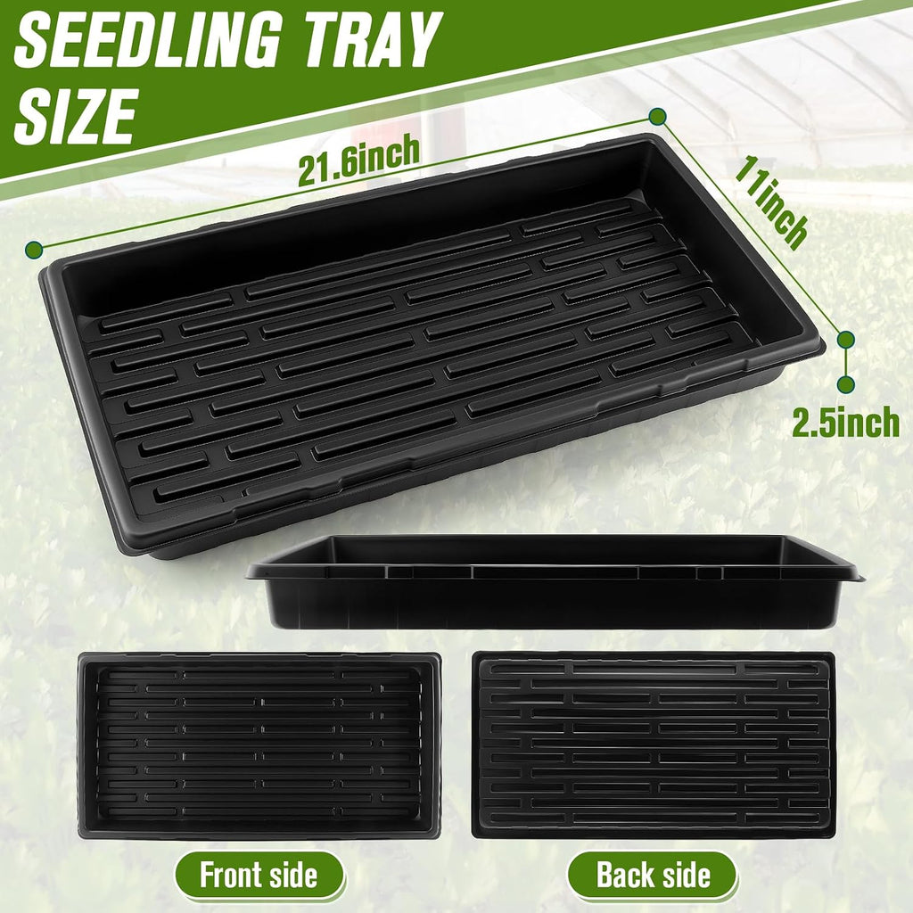 CMOOD 10 Pack 1020 Trays Heavy Duty Extra Thick Seed Starting Trays, Plant Trays for Seedlings, Plant Germination
