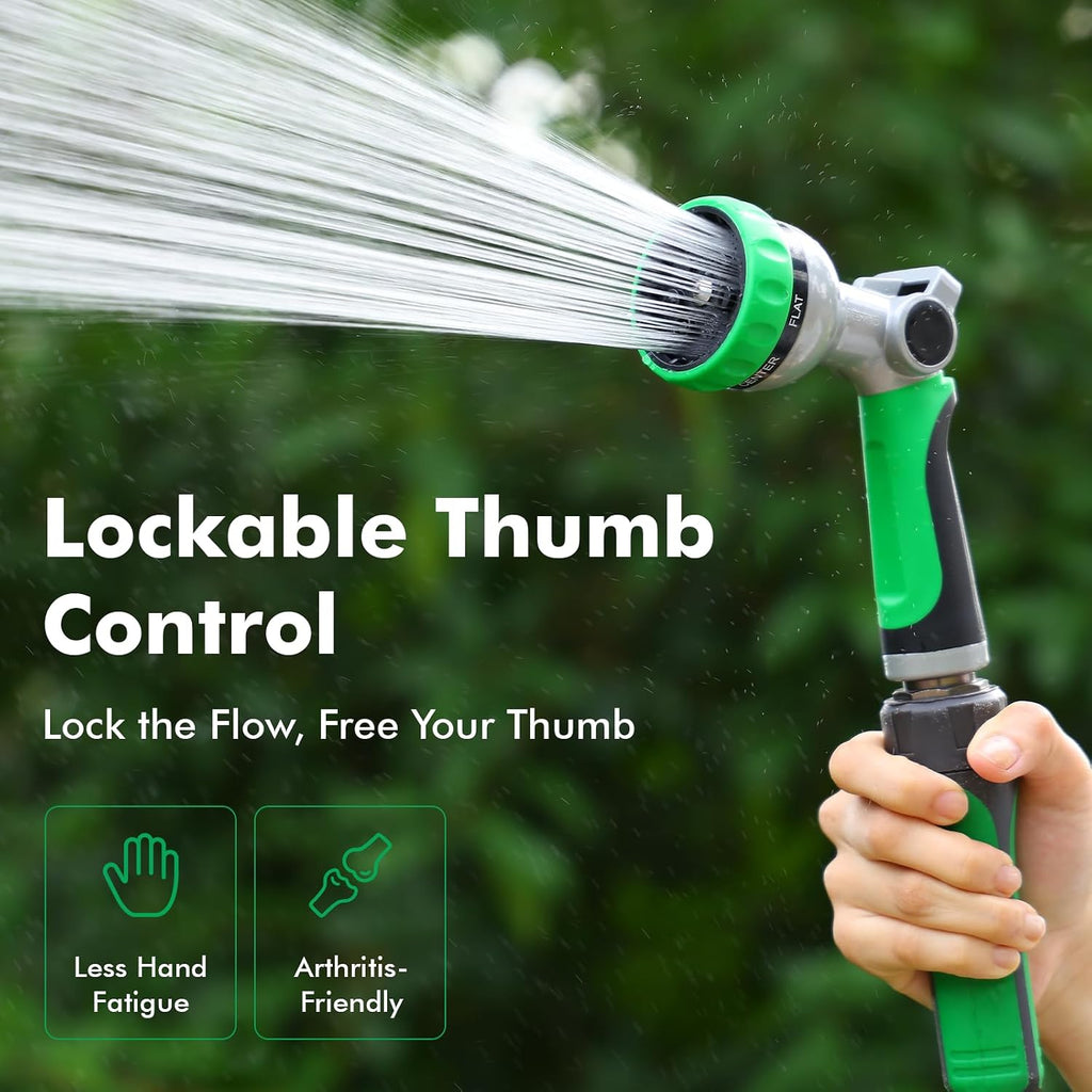 RESTMO Water Hose Nozzle, Metal Garden Sprayer, Medium Duty, Leak-proof | Compact Design, 7 Adjustable Spray Patterns