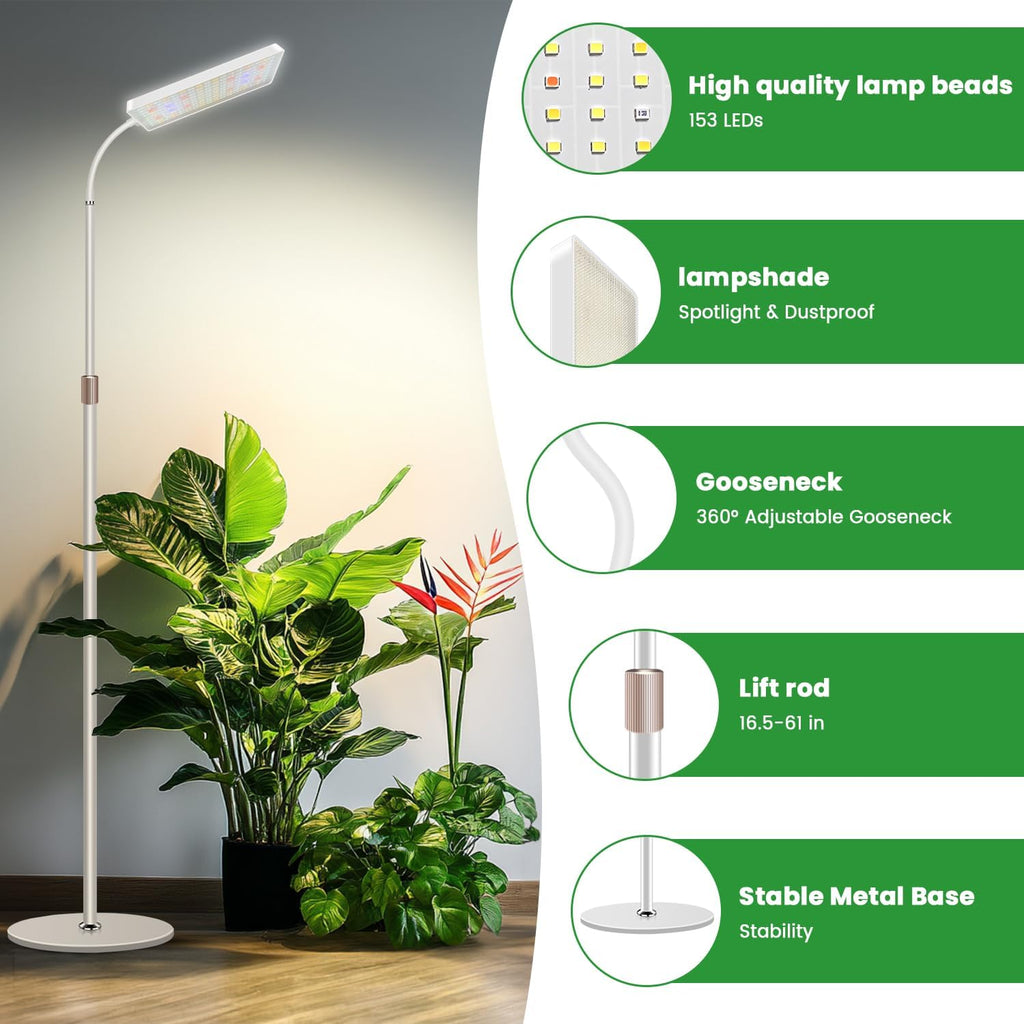 Wiaxulay Grow Lights for Indoor Plants,Full Spectrum Plant Light 68in Stand | 153 LEDs Floor Growing Lamp for Tall
