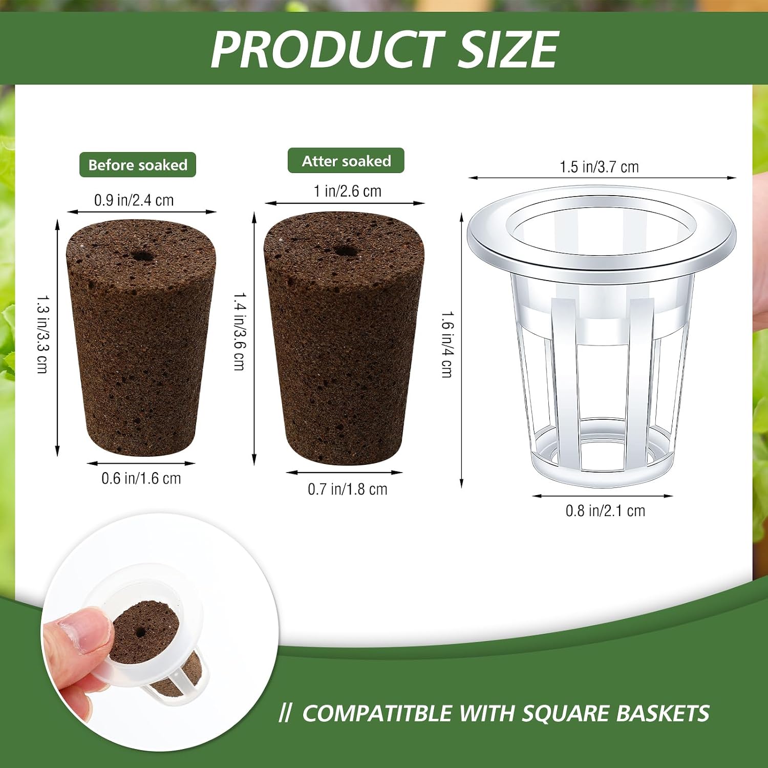 200 Pcs Grow Sponges Pods Kit, Includes 100 Grow Sponges, 100 Root Plant Basket, Root Growing Kit Replacement Pod Cups