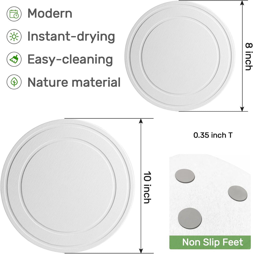 Relime Diatomaceous Earth Plant Saucer for Indoor, 2 Pack 10 inch, Instant Dry Pot Saucer, Plant Drip & Drainage Tray
