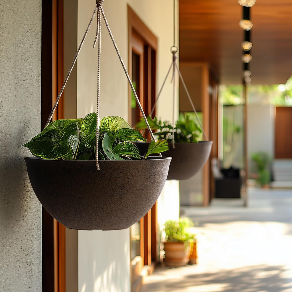 LA JOLIE MUSE Hanging Planter Baskets for Outdoor Plants, Set of 2, 13 Inch | Large Hanging Baskets with Drainage