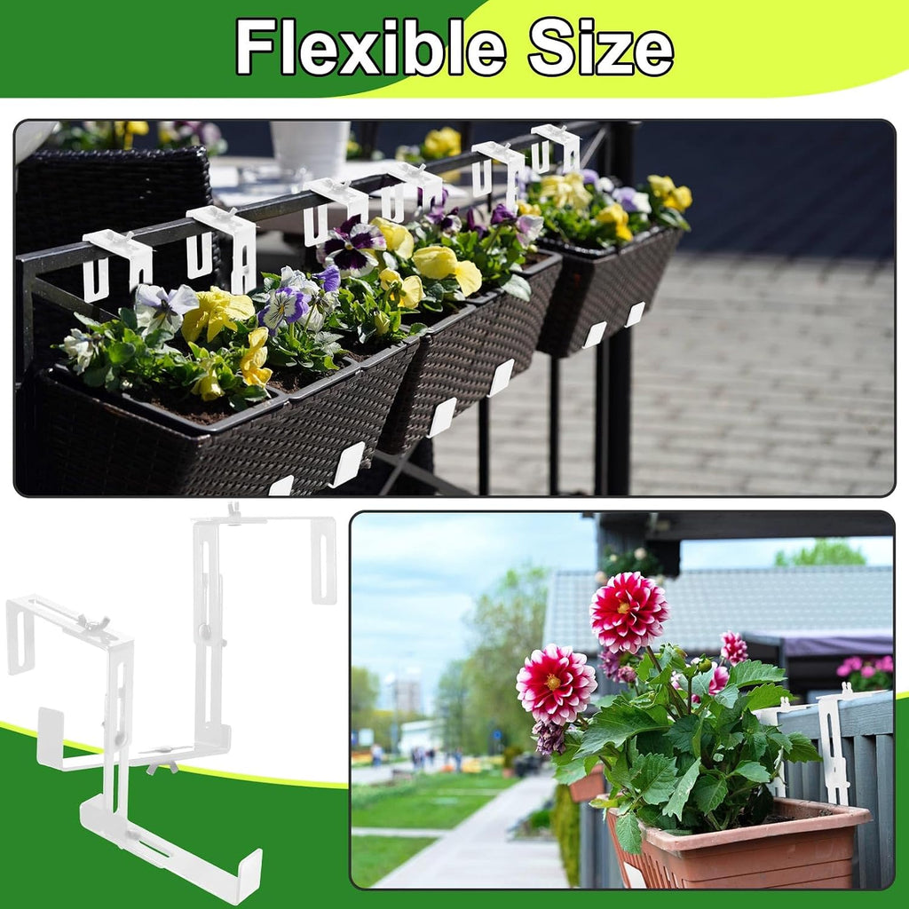 Leinuosen 4 Pcs Adjustable Window Boxes Brackets Planter Box Bracket Heavy Duty Deck Railing Hanging Flower Stand for