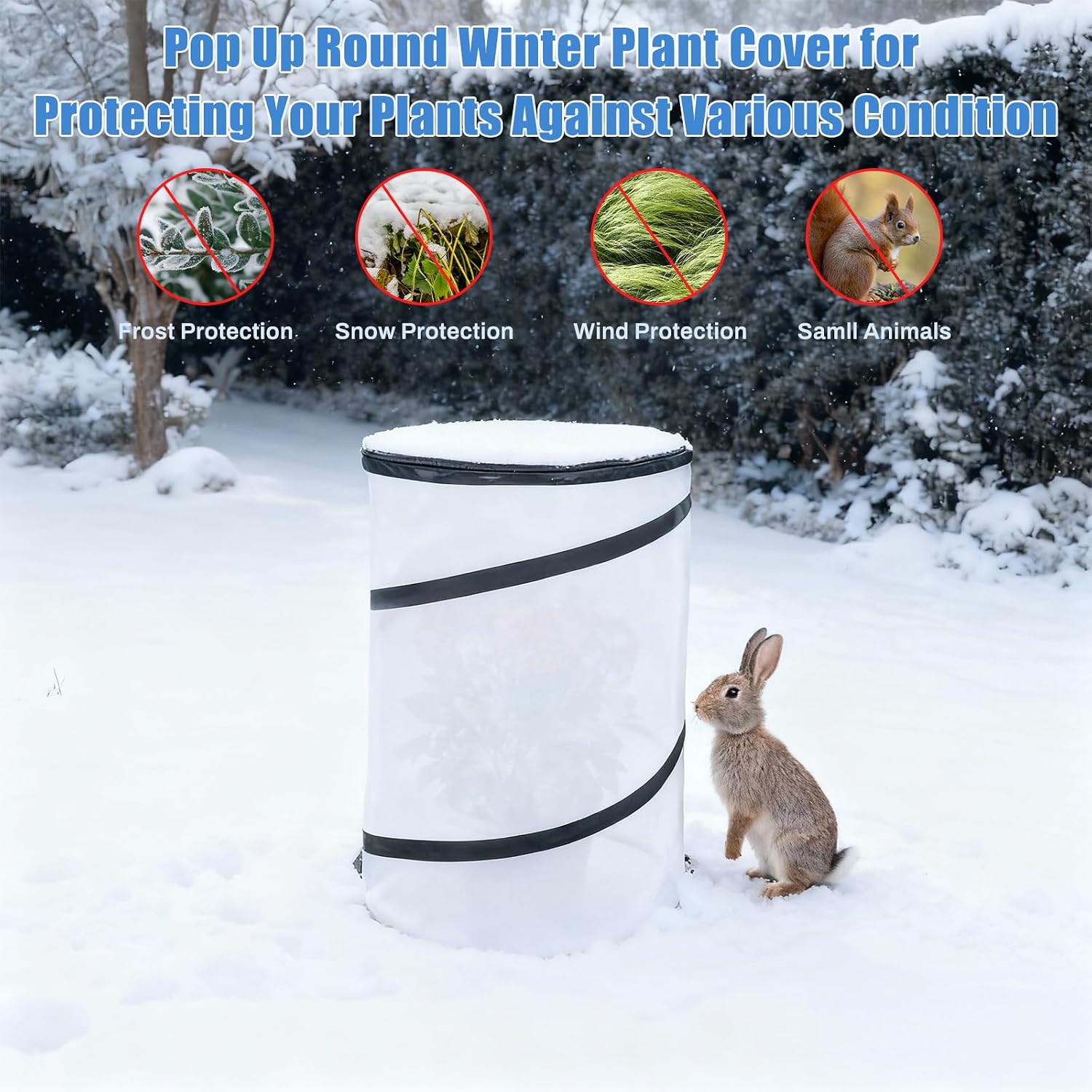 2 Pcs 12"×21" Pop Up Round Winter Frost Plant Cover,Foldable Non Woven Winter Plant Freeze Protection Tent with Ground