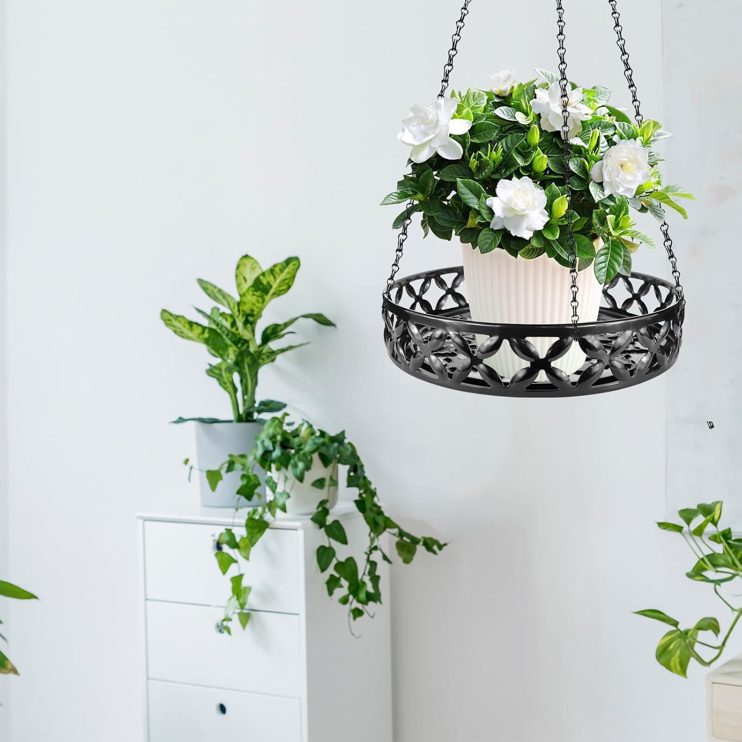 Plant Hanger, 2pcs Metal Hanging Plant Shelf Decorative Planter Flower Pots Holder for Indoor Outdoor, Modern Plant